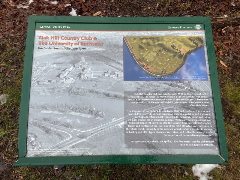 Oak Hill Country Club & The University of Rochester Marker image. Click for full size.