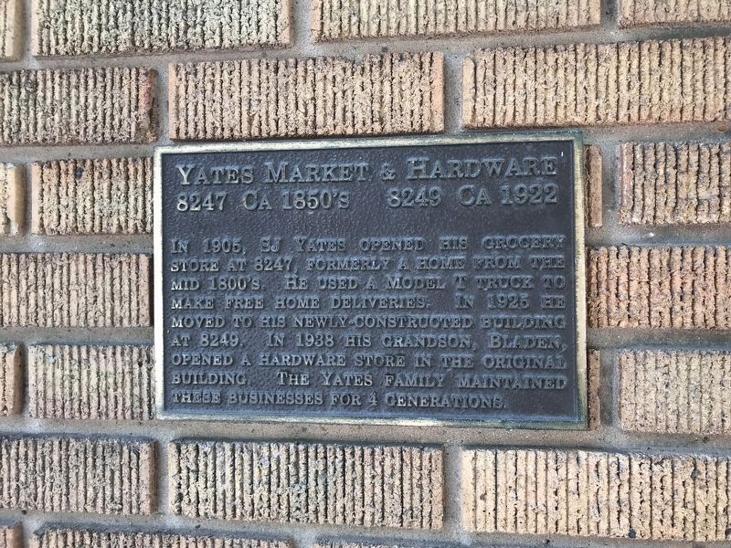 Yates Market & Hardware Marker. Click for full size. Yates Market & Hardware Marker image. Click for full size.