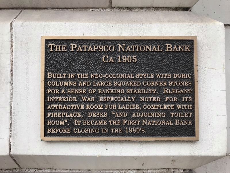 The Patapsco National Bank Marker image. Click for full size.