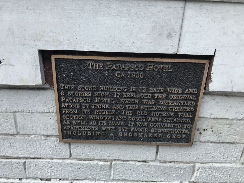 The Patapsco Hotel Marker image. Click for full size.