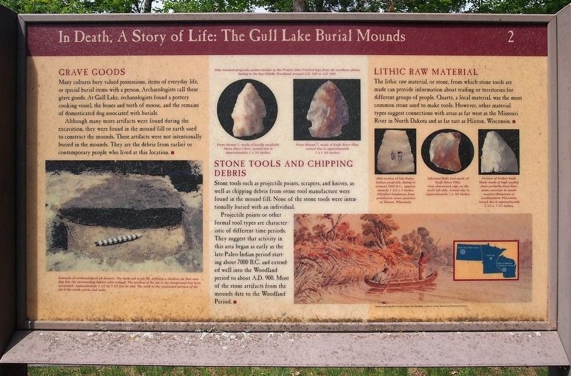 In Death, A Story of Life: The Gull Lake Burial Mounds Marker image. Click for full size.