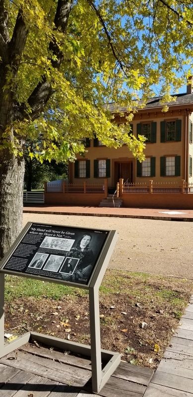 "My Hand will Never be Given where my Heart is Not." Marker in front of the Lincoln Home image. Click for full size.