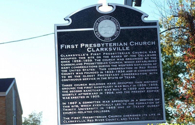 First Presbyterian Church Clarksville Marker image. Click for full size.