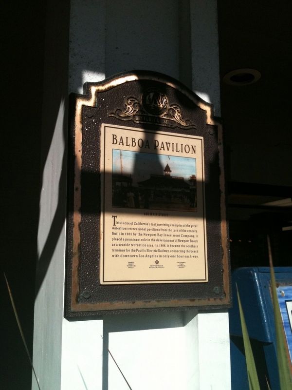 Balboa Pavilion Marker. Click for full size. Balboa Pavilion Marker image. Click for full size.