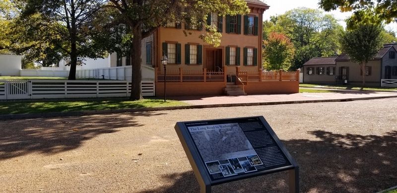 The Long Road to Washington Marker with the Lincoln Home across the street image. Click for full size.