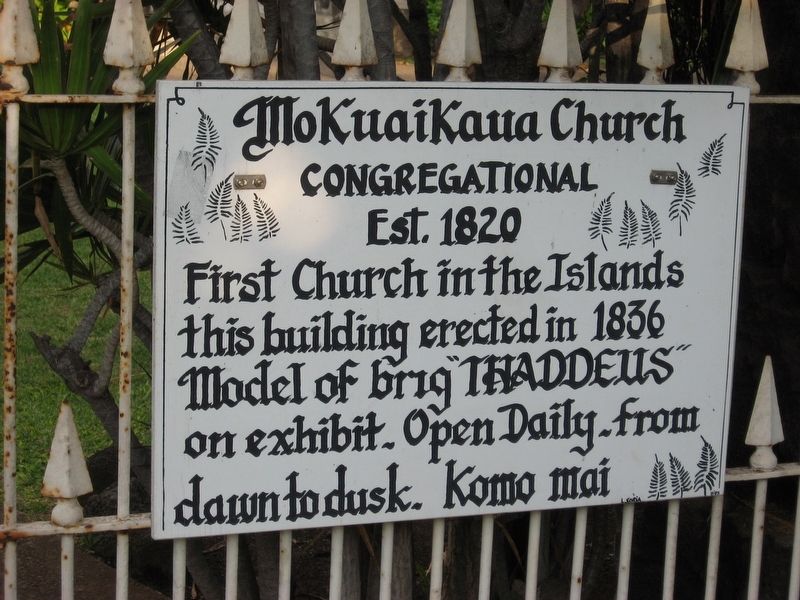 Mokuaikaua Church Marker image. Click for full size.