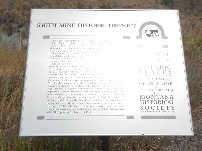 Smith Mine Historic District Marker image. Click for full size.