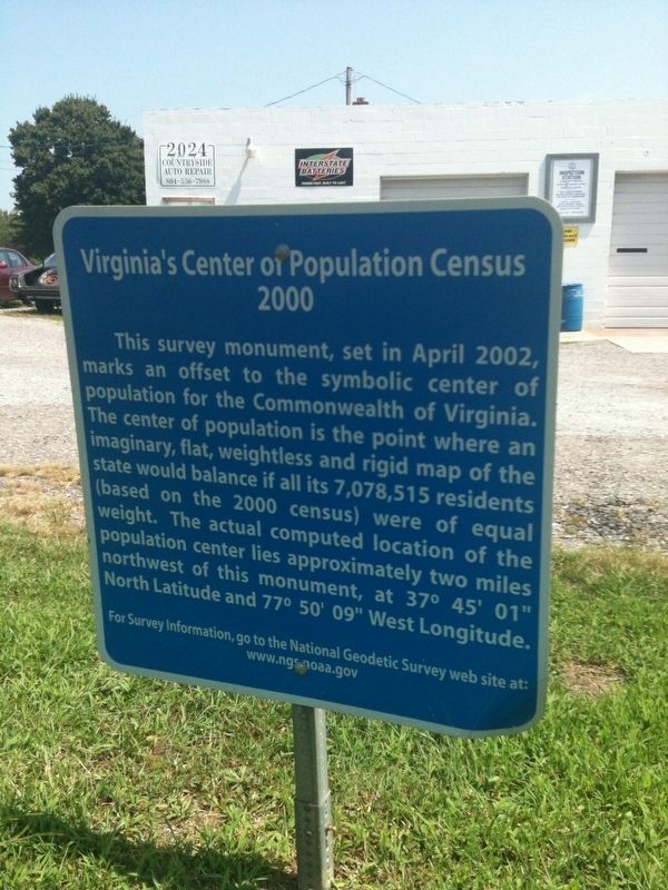Virginia's Center of Population Marker image. Click for full size.