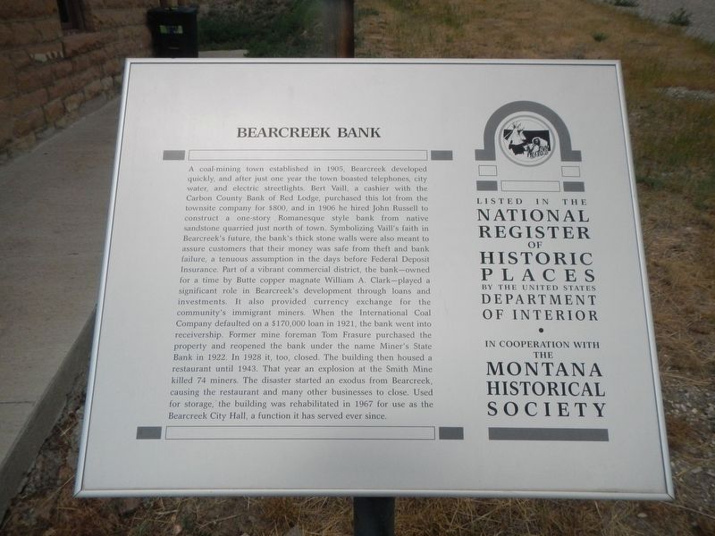 Bearcreek Bank Marker image. Click for full size.