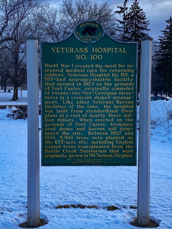 Veterans Hospital No. 100 Marker. Click for full size. Veterans Hospital No. 100 Marker image. Click for full size.