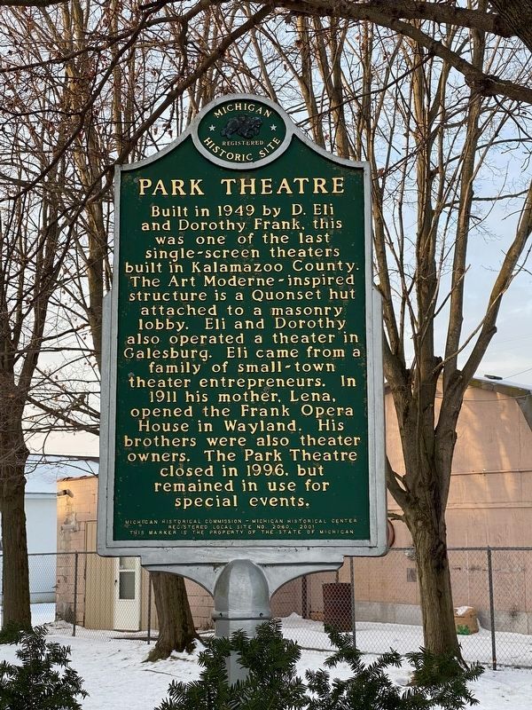 Park Theatre Marker image. Click for full size.