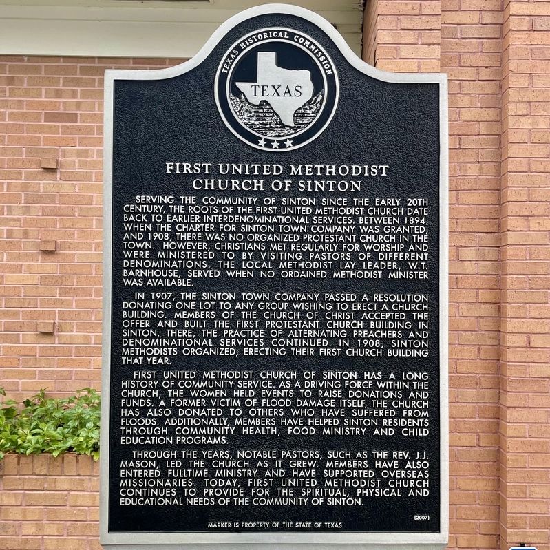 First United Methodist Church of Sinton Marker image. Click for full size.
