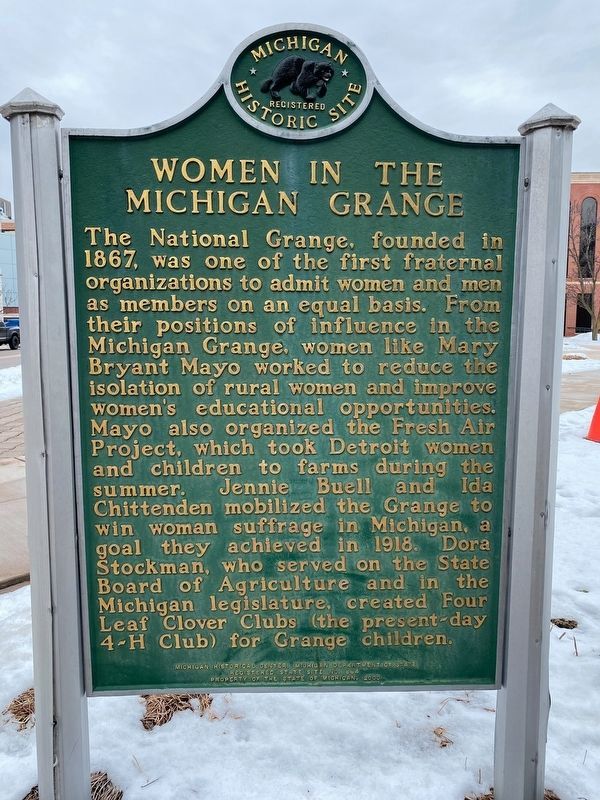 Michigan State Grange / Women in the Michigan Grange Marker image. Click for full size.