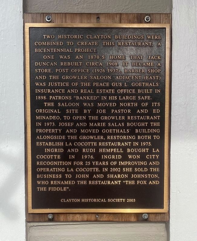The Growler Saloon – Goethals Building Marker image. Click for full size.