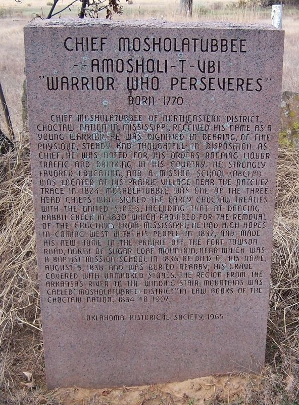 Chief Mosholatubbee Marker. Click for full size. Chief Mosholatubbee Marker image. Click for full size.