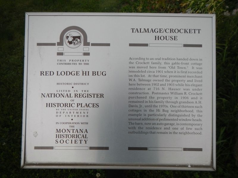 Talmage/Crockett House Marker image. Click for full size.