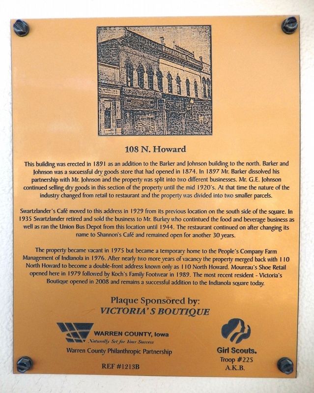 108 North Howard Marker image. Click for full size.