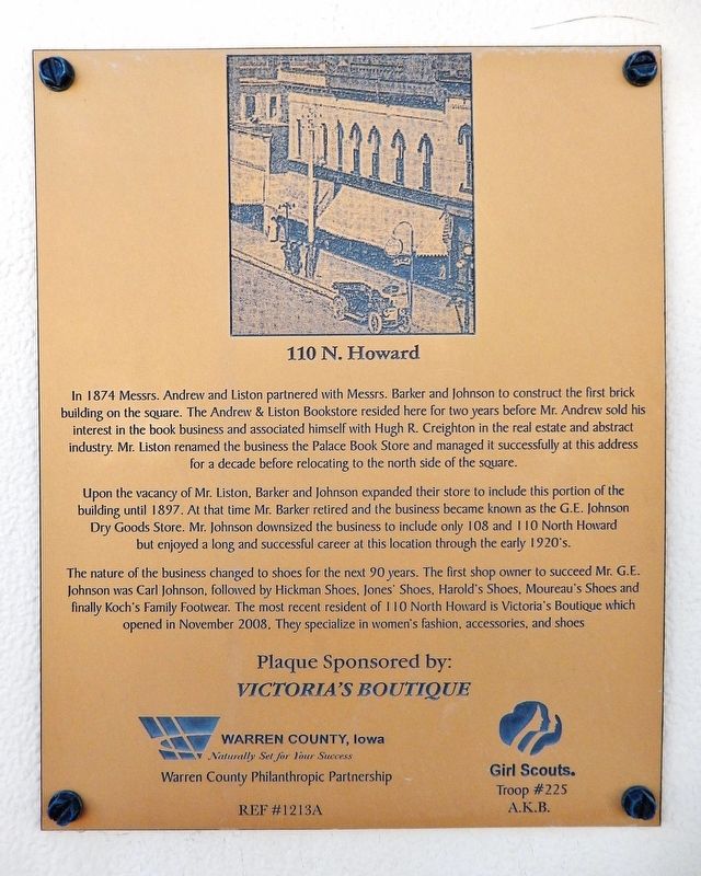 110 North Howard Marker. Click for full size. 110 North Howard Marker image. Click for full size.
