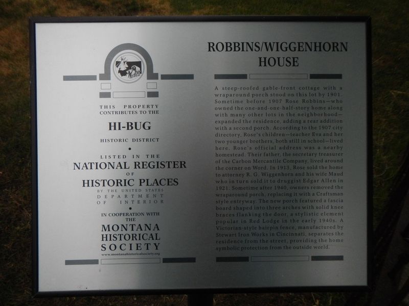 Robbins/Wiggenhorn House Marker image. Click for full size.