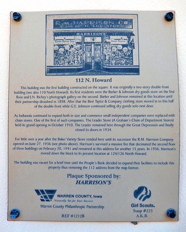 112 North Howard Marker. Click for full size. 112 North Howard Marker image. Click for full size.