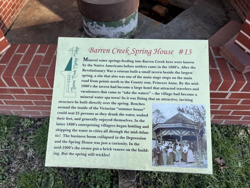 Barren Creek Spring House Marker image. Click for full size.
