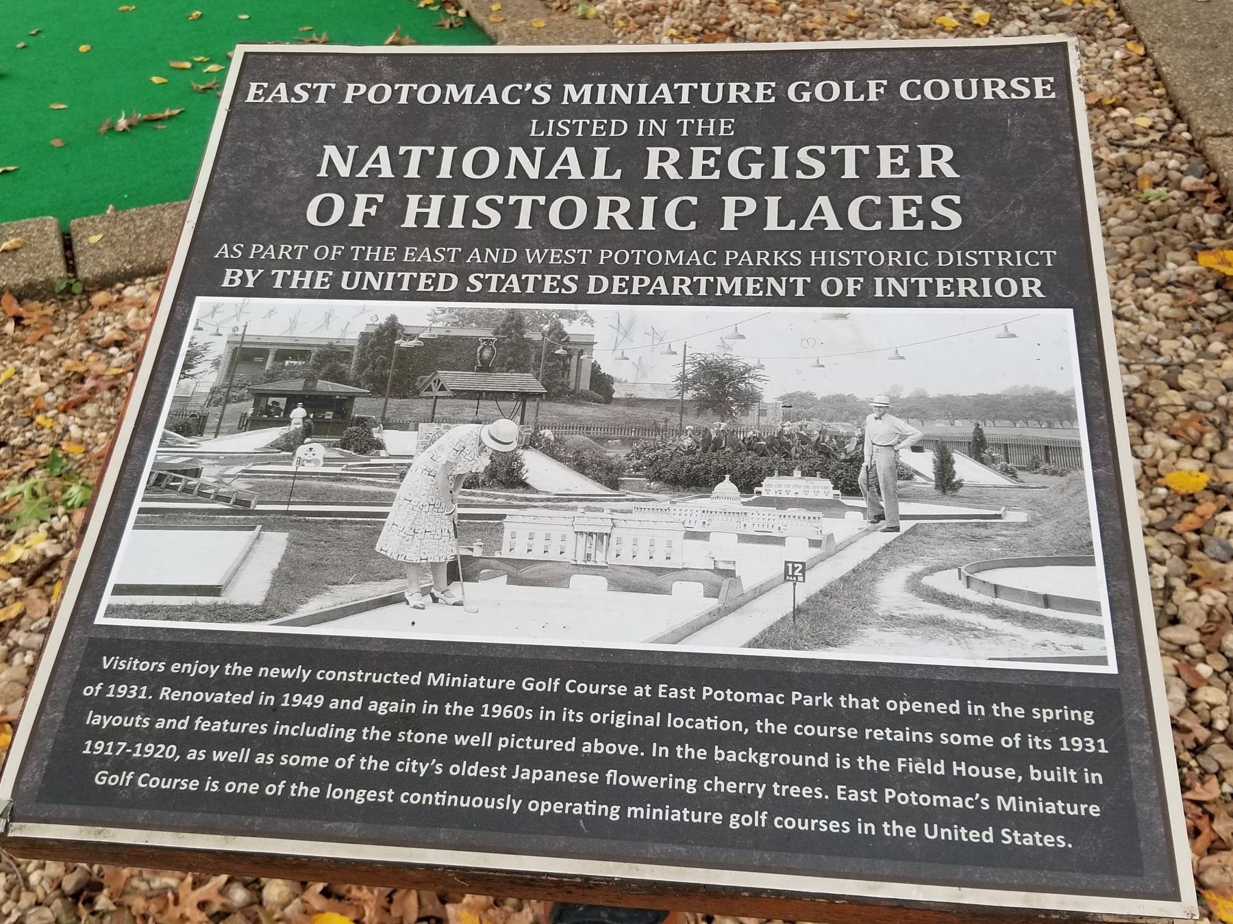 East Potomac's Miniature Golf Course Marker image. Click for full size.