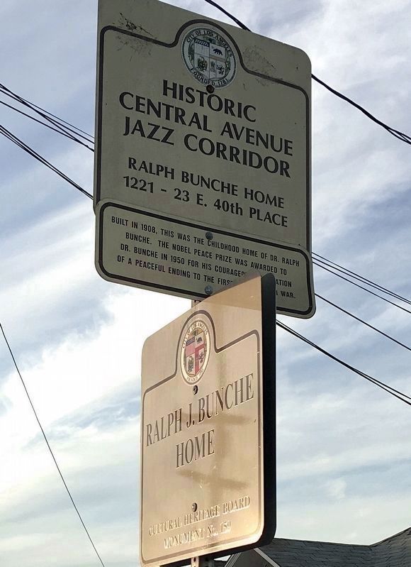 Ralph Bunche Home Marker image. Click for full size.