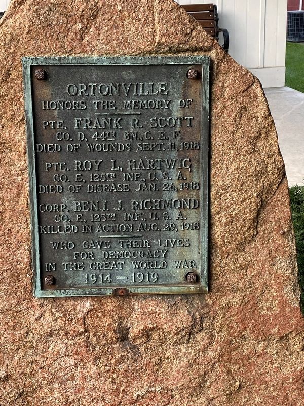 Ortonville World War I Memorial. Click for full size. Ortonville World War I Memorial image. Click for full size.