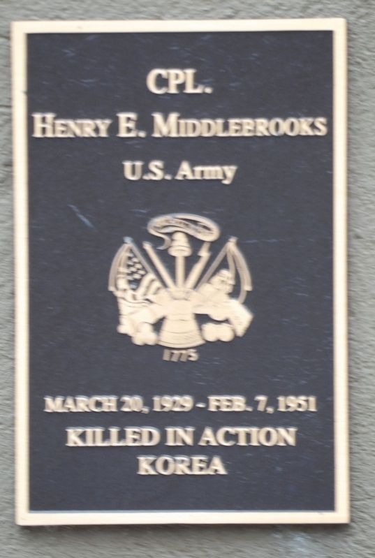 Cpl. Henry E. Middlebrooks Marker image. Click for full size.