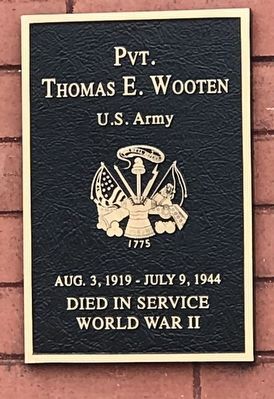 Pvt. Thomas E. Wooten Marker image. Click for full size.