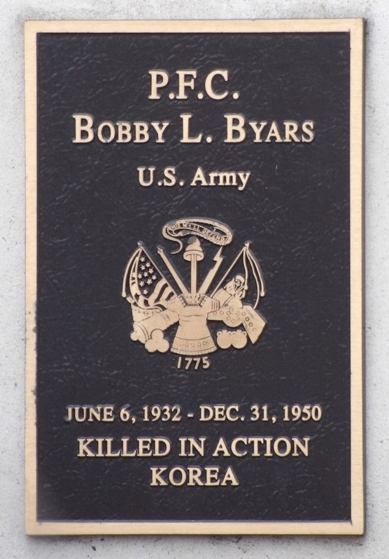 P.F.C. Bobby L. Byars Marker image. Click for full size.