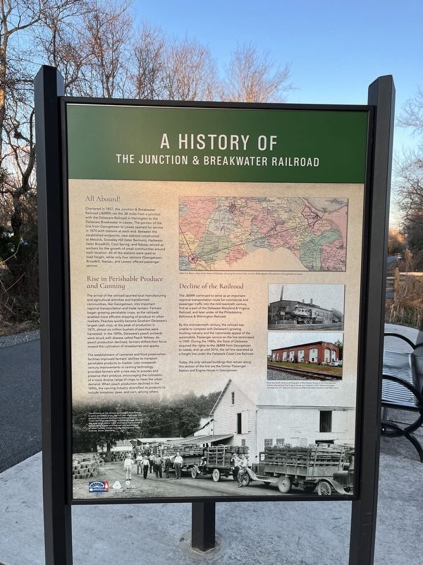 A History of the Junction & Breakwater Railroad Marker image. Click for full size.