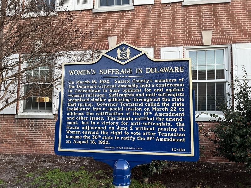 Women's Suffrage in Delaware Marker image. Click for full size.