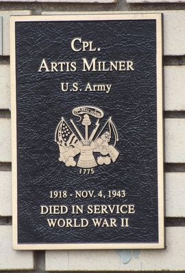 Cpl. Artis Milner Marker. Click for full size. Cpl. Artis Milner Marker image. Click for full size.