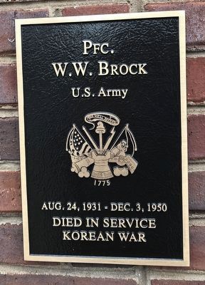 Pfc. W.W. Brock Marker image. Click for full size.