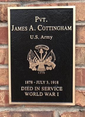 Pvt. James A. Cottingham Marker image. Click for full size.