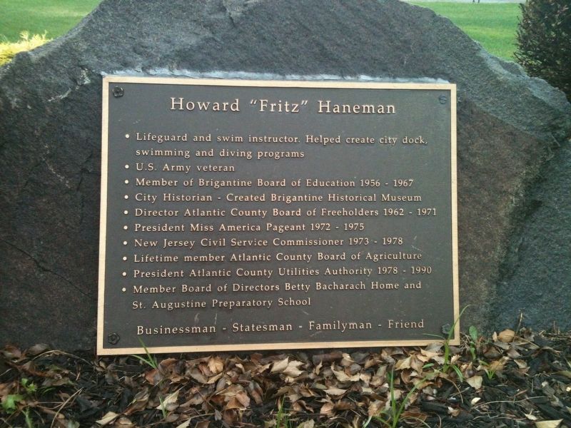 Howard "Fritz" Haneman Marker. Click for full size. Howard "Fritz" Haneman Marker image. Click for full size.