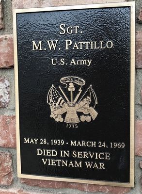 Sgt. M.W. Pattillo Marker. Click for full size. Sgt. M.W. Pattillo Marker image. Click for full size.