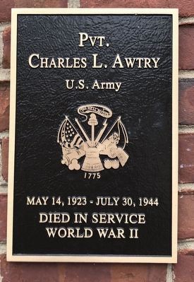 Pvt. Charles L. Awtry Marker. Click for full size. Pvt. Charles L. Awtry Marker image. Click for full size.