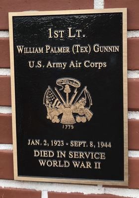 1st Lt. William Palmer (Tex) Gunnin Marker image. Click for full size.