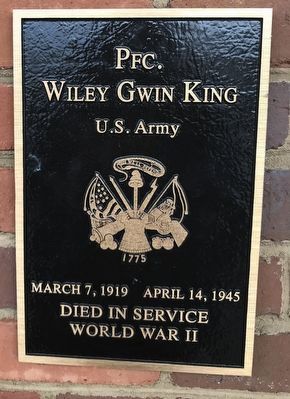 Pfc. Wiley Gwin King Marker image. Click for full size.