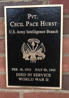 Pvt. Cecil Pace Hurst Marker image. Click for full size.