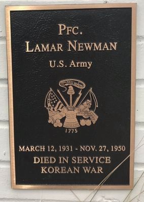 Pfc. Lamar Newman Marker image. Click for full size.