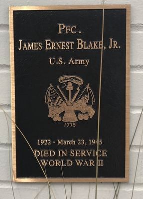 Pfc. James Ernest Blake, Jr. Marker image. Click for full size.