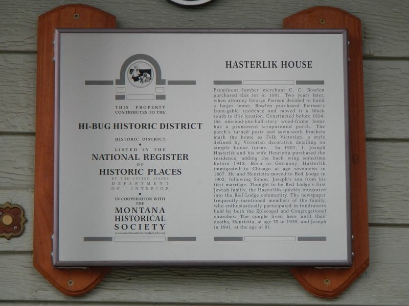 Hasterlik House Marker image. Click for full size.