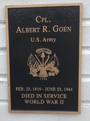 Cpl. Albert R. Goen Marker image. Click for full size.