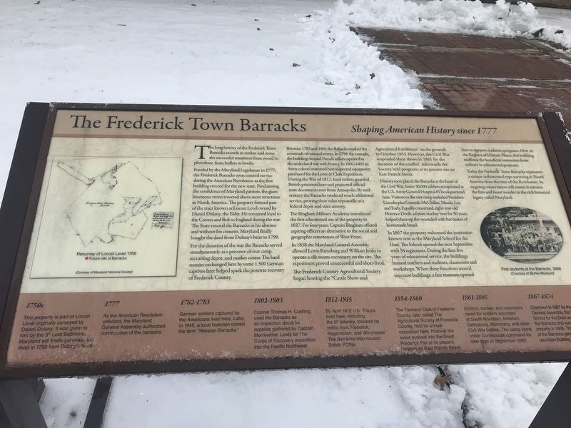 The Frederick Town Barracks Marker image. Click for full size.