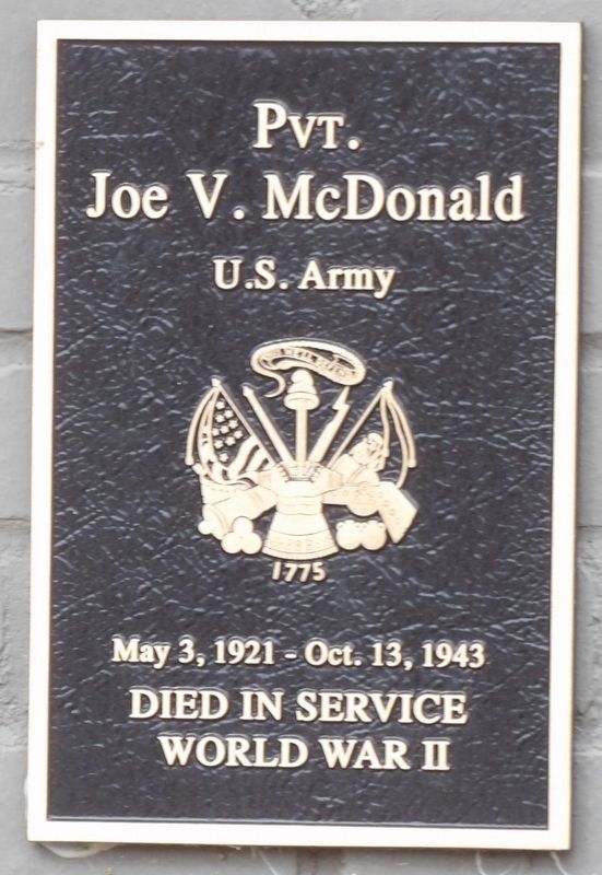 Pvt. Joe V. McDonald Marker image. Click for full size.