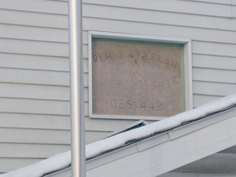 Baumann School Masonic Inscription image. Click for full size.