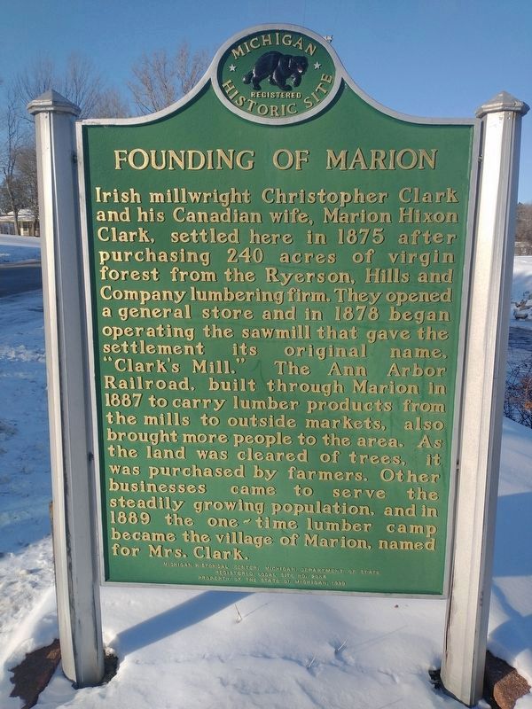 Founding of Marion / Marion Mill Pond and Dam Marker image. Click for full size.